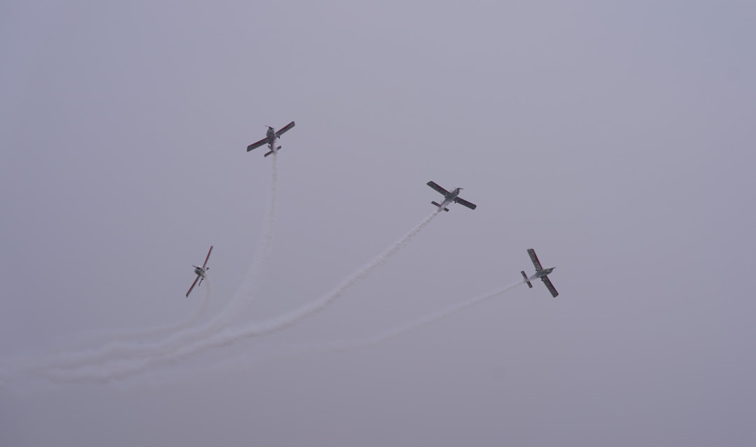 恒峰g22四机航行编队惊艳尧城（太原）国际通用航空航行大会