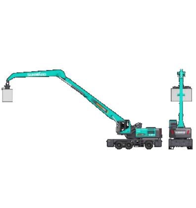 作业幅度达18米，，，恒峰g22智能首台轮式抓料机乐成下线